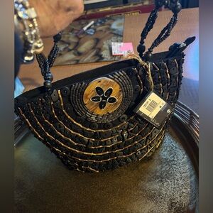 Handcrafted Black and Brown Beaded Bag